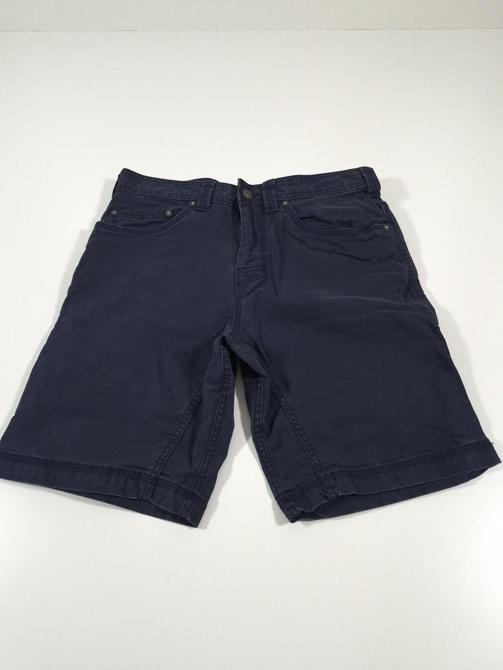 PrAna Bronson Shorts Mens 31 Blue Chino 9" Inseam Organic Cotton Stretch Canvas